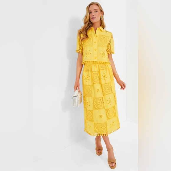 HUNTER BELL Dresses & Skirts - Hunter Bell Yellow Crocheted Two-Piece Set